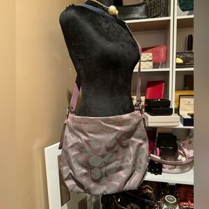 COACH Signature Purple Violet Canvas Hobo Style